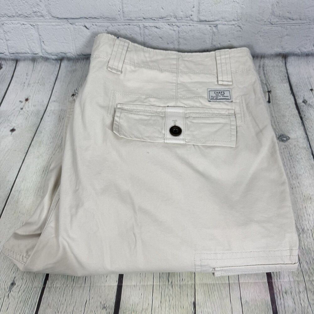 Vintage Chaps Cargo Pants Men 36X32 Beige Carpenter Loose Double Knee Work Wear